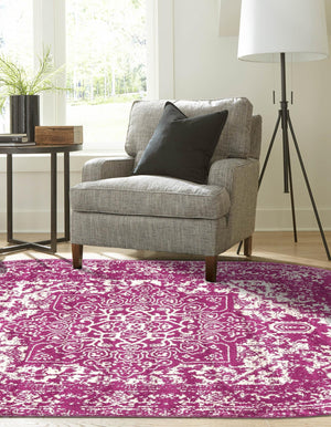 Purple 7' 10 x 10' Richmond Oval Area Rug Vintage Distressed Look Traditional Design Carpet for Unique Home Interior Design for Sale at Rug Engine