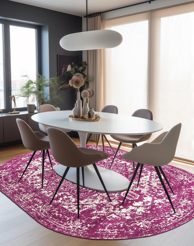 Purple 7' 10 x 10' Richmond Oval Area Rug Vintage Distressed Look Traditional Design Carpet for Unique Home Interior Design for Sale at Rug Engine
