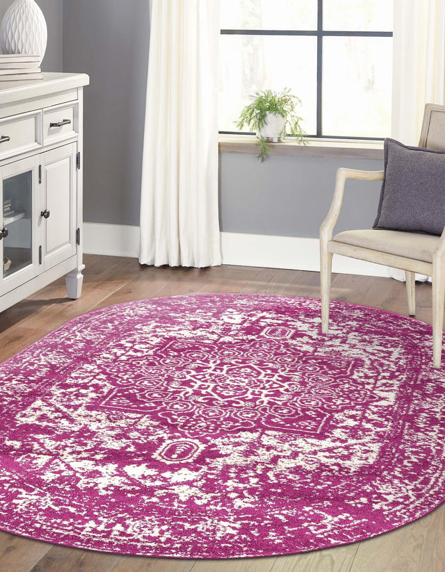 Purple 7' 10 x 10' Richmond Oval Area Rug Vintage Distressed Look Traditional Design Carpet for Unique Home Interior Design for Sale at Rug Engine