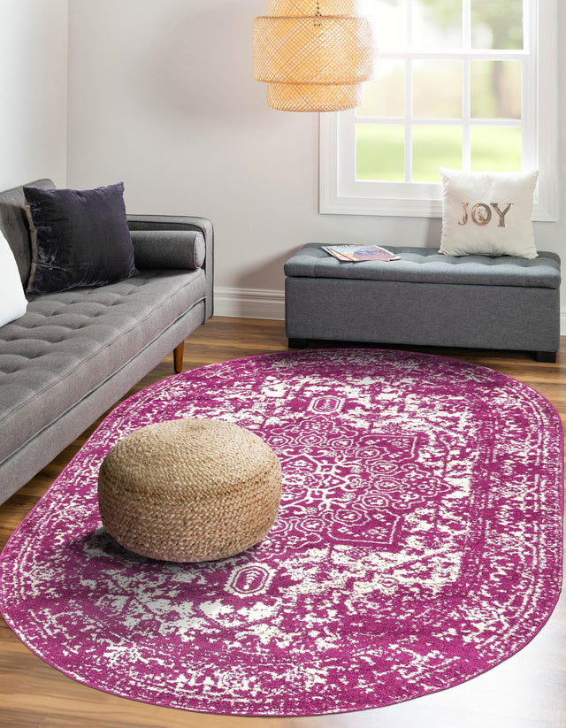 Purple 7' 10 x 10' Richmond Oval Area Rug Vintage Distressed Look Traditional Design Carpet for Unique Home Interior Design for Sale at Rug Engine