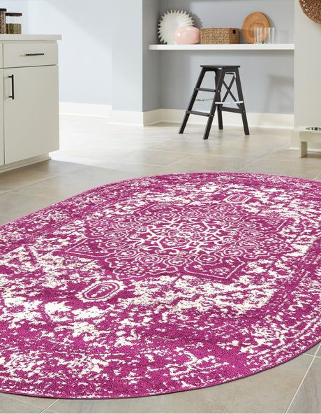 Purple 7' 10 x 10' Richmond Oval Area Rug Vintage Distressed Look Traditional Design Carpet for Unique Home Interior Design for Sale at Rug Engine