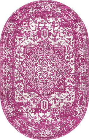 Purple 5' 3 x 8' Richmond Oval Area Rug Vintage Distressed Look Traditional Design Carpet for Unique Home Interior Design for Sale at Rug Engine