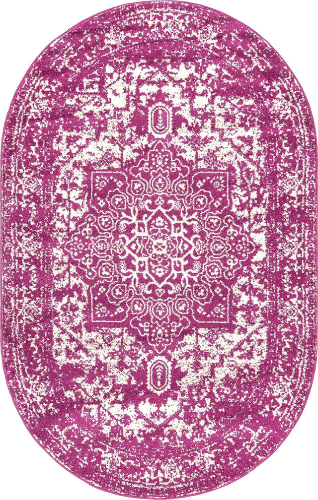 Purple 5' 3 x 8' Richmond Oval Area Rug Vintage Distressed Look Traditional Design Carpet for Unique Home Interior Design for Sale at Rug Engine