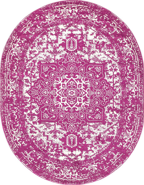 Purple 7' 10 x 10' Richmond Oval Area Rug Vintage Distressed Look Traditional Design Carpet for Unique Home Interior Design for Sale at Rug Engine