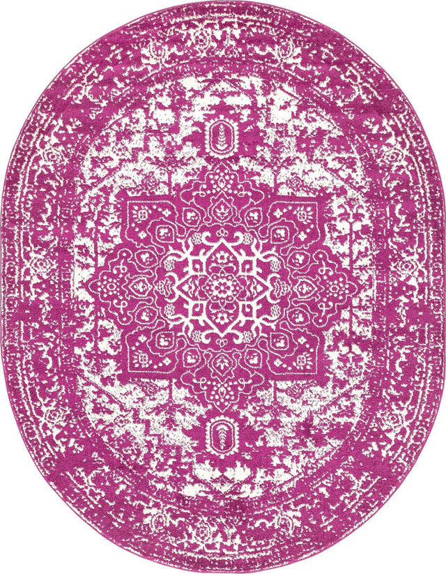 Purple 7' 10 x 10' Richmond Oval Area Rug Vintage Distressed Look Traditional Design Carpet for Unique Home Interior Design for Sale at Rug Engine