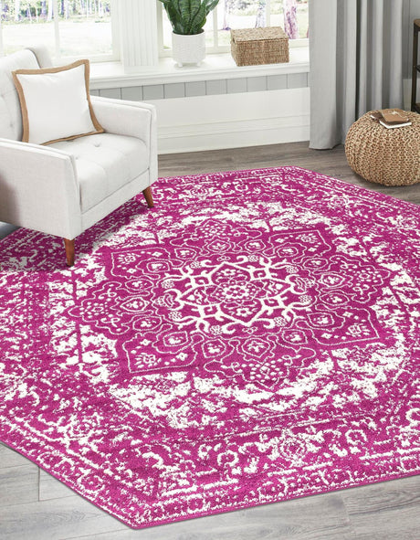Purple 7' 10 x 7' 10 Richmond Octagon Area Rug Vintage Distressed Look Traditional Design Carpet for Unique Home Interior Design for Sale at Rug Engine