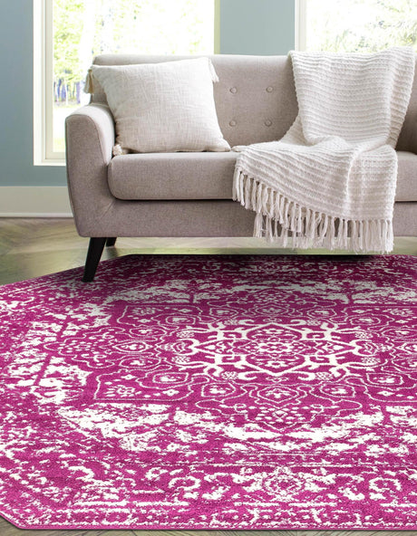 Purple 7' 10 x 7' 10 Richmond Octagon Area Rug Vintage Distressed Look Traditional Design Carpet for Unique Home Interior Design for Sale at Rug Engine