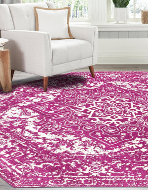 Purple 7' 10 x 7' 10 Richmond Octagon Area Rug Vintage Distressed Look Traditional Design Carpet for Unique Home Interior Design for Sale at Rug Engine