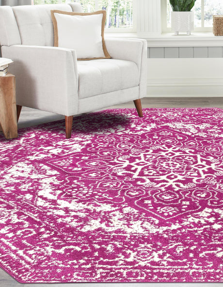 Purple 7' 10 x 7' 10 Richmond Octagon Area Rug Vintage Distressed Look Traditional Design Carpet for Unique Home Interior Design for Sale at Rug Engine