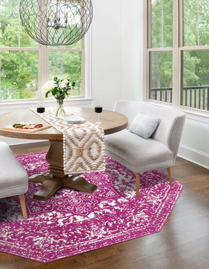 Purple 7' 10 x 7' 10 Richmond Octagon Area Rug Vintage Distressed Look Traditional Design Carpet for Unique Home Interior Design for Sale at Rug Engine