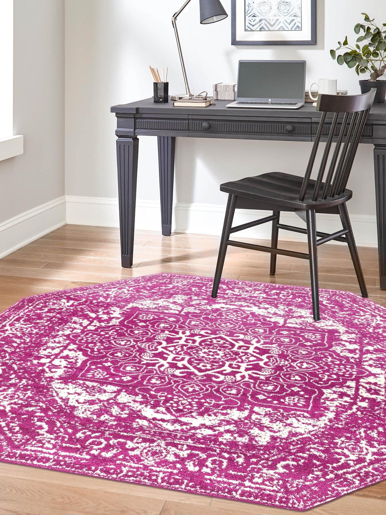 Purple 7' 10 x 7' 10 Richmond Octagon Area Rug Vintage Distressed Look Traditional Design Carpet for Unique Home Interior Design for Sale at Rug Engine