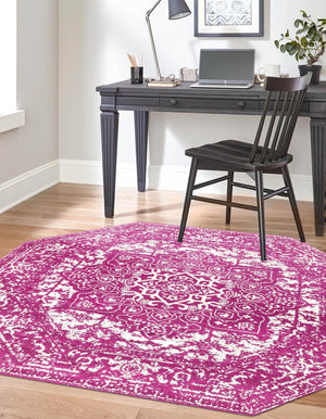 Purple 7' 10 x 7' 10 Richmond Octagon Area Rug Vintage Distressed Look Traditional Design Carpet for Unique Home Interior Design for Sale at Rug Engine
