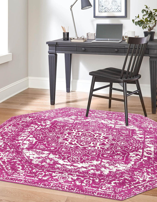 Purple 7' 10 x 7' 10 Richmond Octagon Area Rug Vintage Distressed Look Traditional Design Carpet for Unique Home Interior Design for Sale at Rug Engine