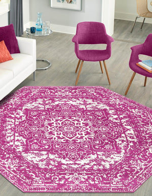 Purple 7' 10 x 7' 10 Richmond Octagon Area Rug Vintage Distressed Look Traditional Design Carpet for Unique Home Interior Design for Sale at Rug Engine