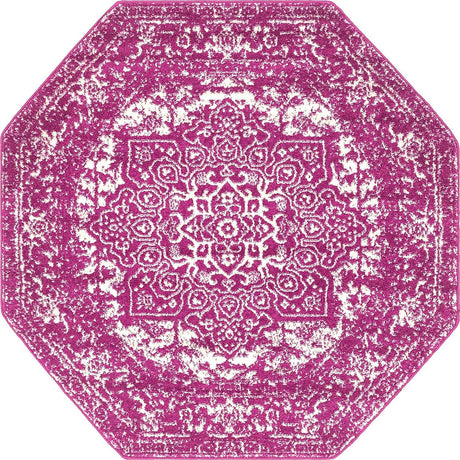 Purple 5' 3 x 5' 3 Richmond Octagon Area Rug Vintage Distressed Look Traditional Design Carpet for Unique Home Interior Design for Sale at Rug Engine