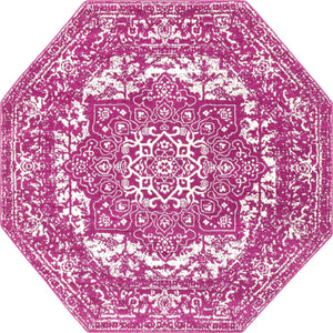 Purple 7' 10 x 7' 10 Richmond Octagon Area Rug Vintage Distressed Look Traditional Design Carpet for Unique Home Interior Design for Sale at Rug Engine