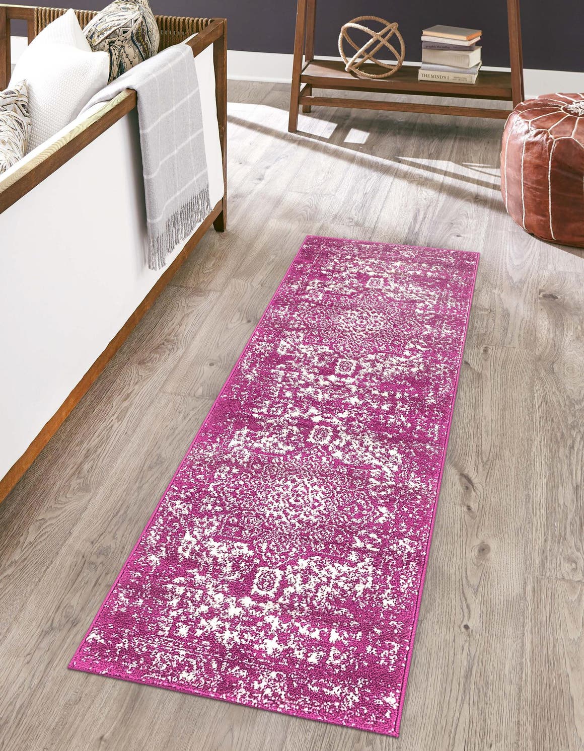 Purple 2' x 8' Richmond Runner Area Rug Vintage Distressed Look Traditional Design Carpet for Unique Home Interior Design for Sale at Rug Engine