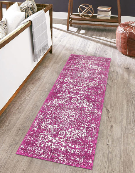 Purple 2' x 8' Richmond Runner Area Rug Vintage Distressed Look Traditional Design Carpet for Unique Home Interior Design for Sale at Rug Engine