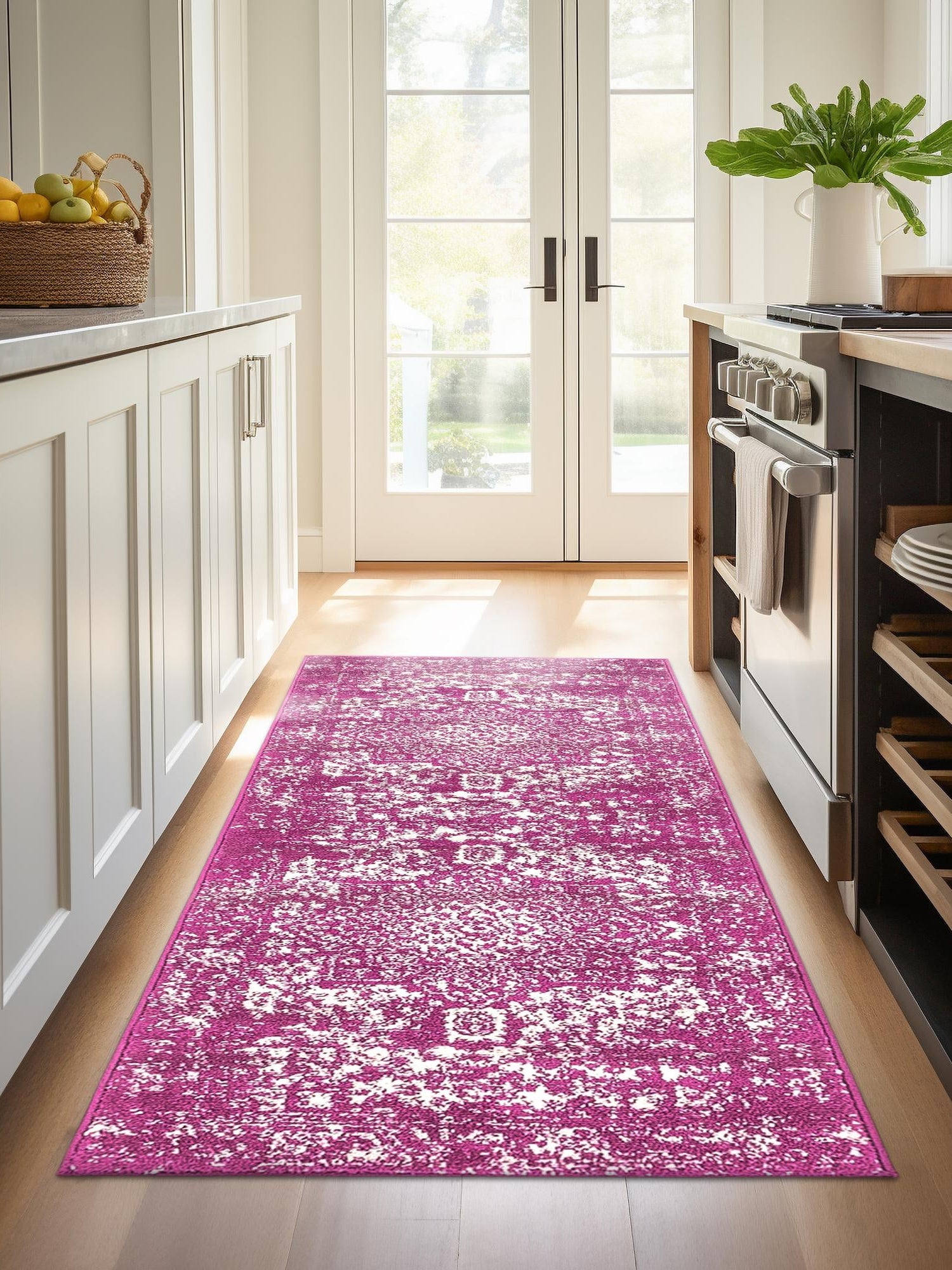 Purple 2' x 6' 1 Richmond Runner Area Rug Vintage Distressed Look Traditional Design Carpet for Unique Home Interior Design for Sale at Rug Engine