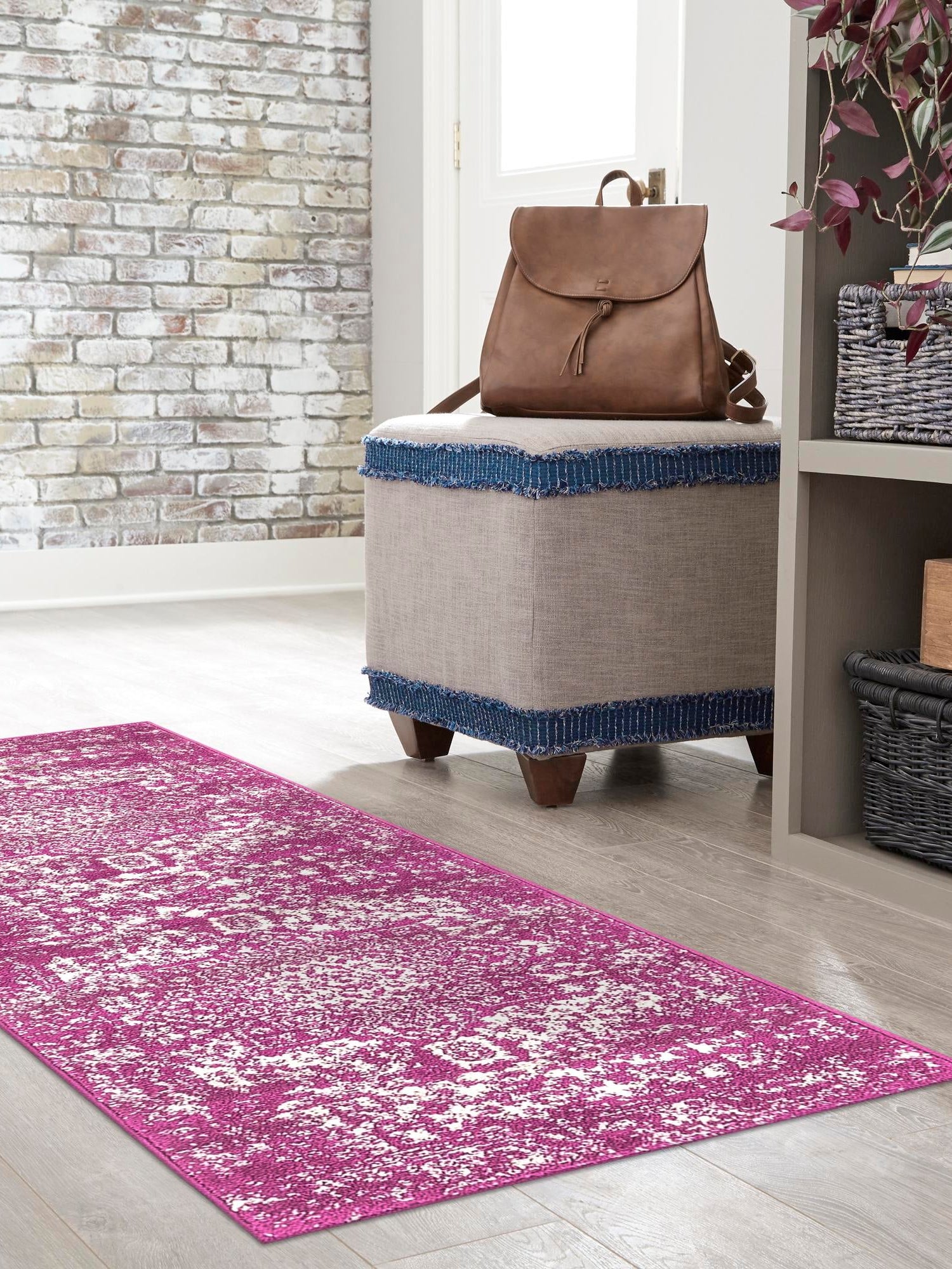 Purple 2' x 6' 1 Richmond Runner Area Rug Vintage Distressed Look Traditional Design Carpet for Unique Home Interior Design for Sale at Rug Engine