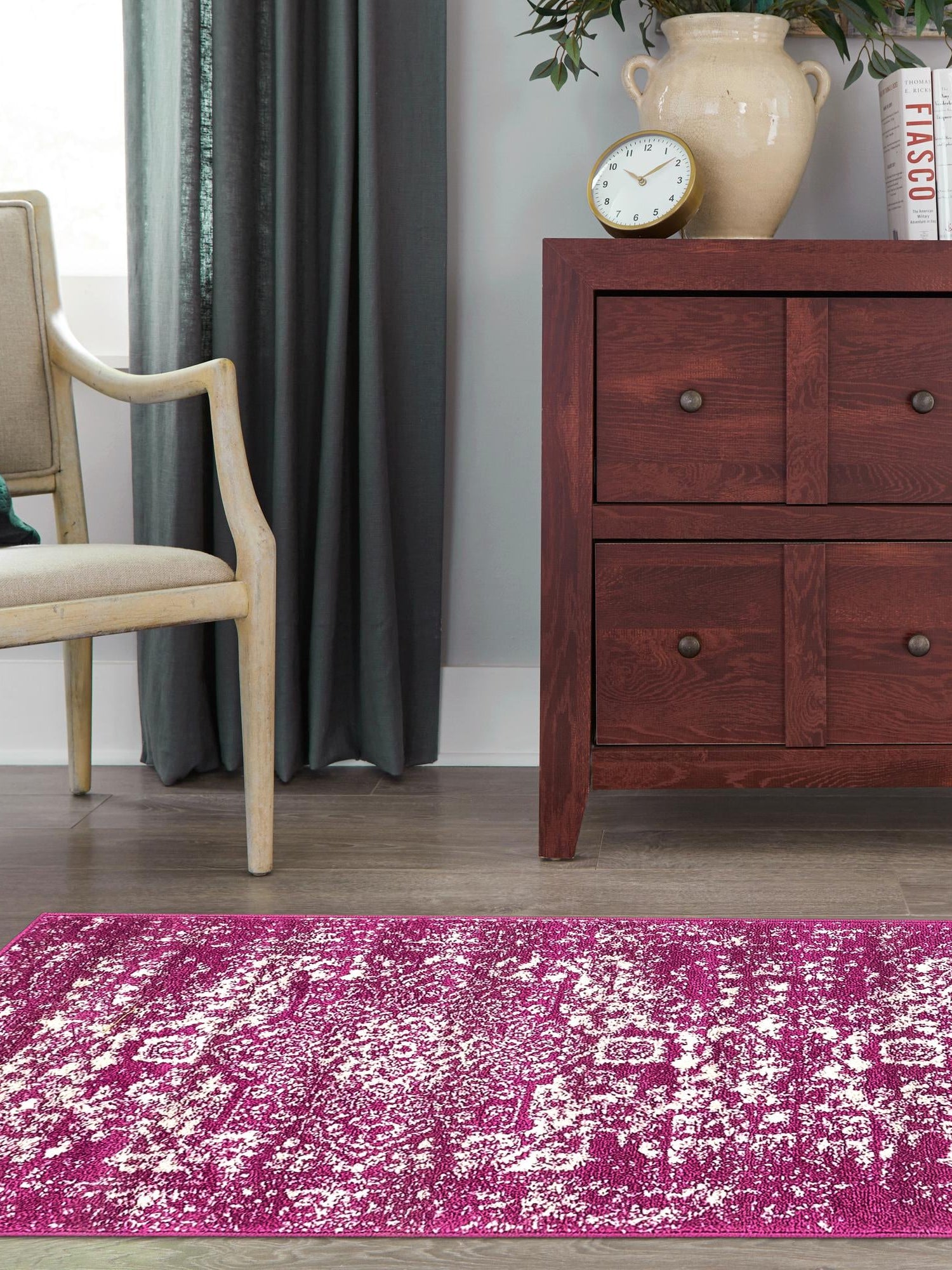 Purple 2' x 6' 1 Richmond Runner Area Rug Vintage Distressed Look Traditional Design Carpet for Unique Home Interior Design for Sale at Rug Engine