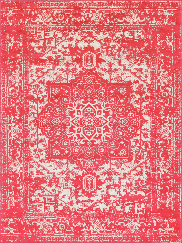Pink 9' x 12' Richmond Rectangle Area Rug Vintage Distressed Look Traditional Design Carpet for Unique Home Interior Design for Sale at Rug Engine