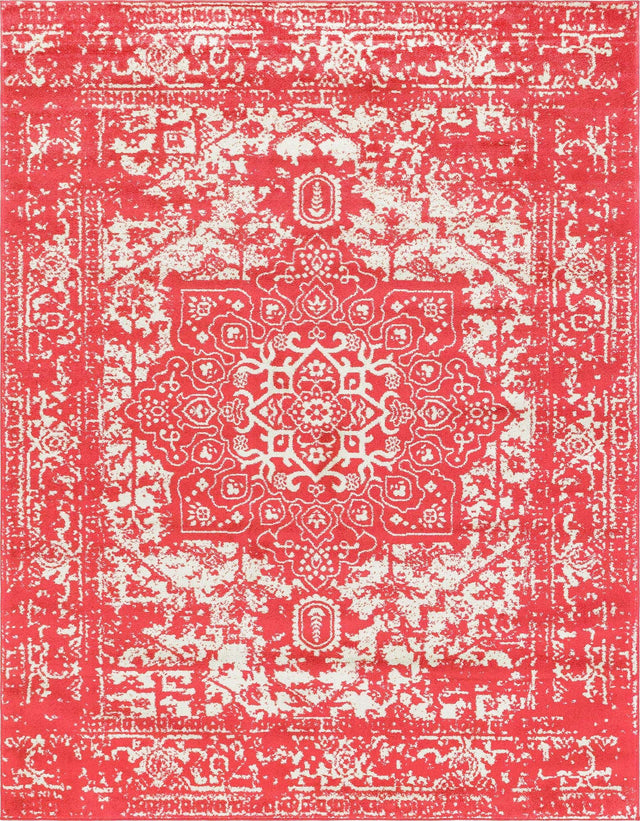 Pink 7' 10 x 10' Richmond Rectangle Area Rug Vintage Distressed Look Traditional Design Carpet for Unique Home Interior Design for Sale at Rug Engine