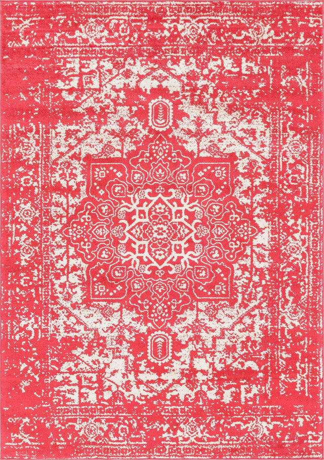 Pink 7' 1 x 10' Richmond Rectangle Area Rug Vintage Distressed Look Traditional Design Carpet for Unique Home Interior Design for Sale at Rug Engine