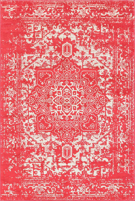 Pink 6' 1 x 9' Richmond Rectangle Area Rug Vintage Distressed Look Traditional Design Carpet for Unique Home Interior Design for Sale at Rug Engine