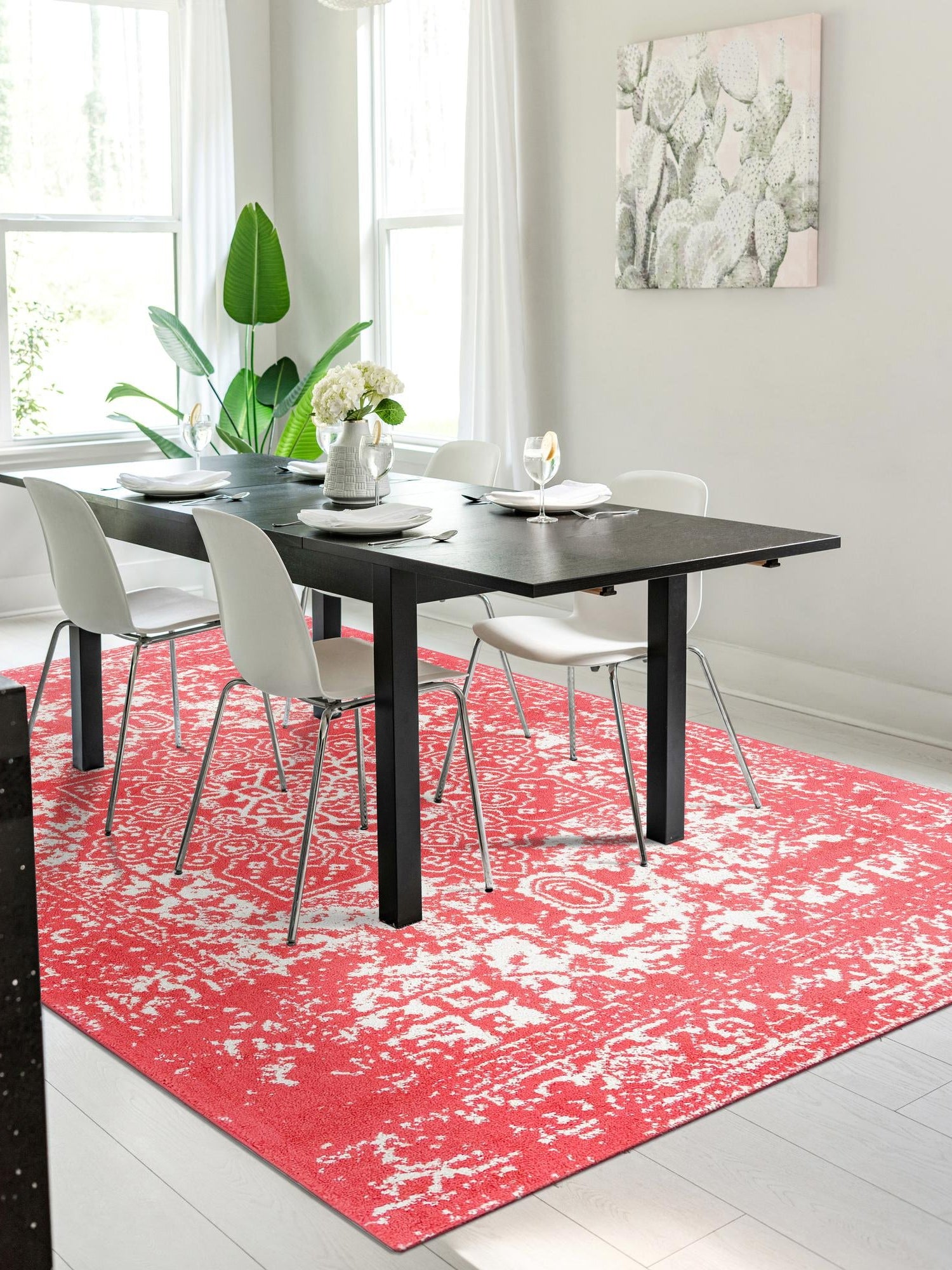 Pink 9' x 12' Richmond Rectangle Area Rug Vintage Distressed Look Traditional Design Carpet for Unique Home Interior Design for Sale at Rug Engine