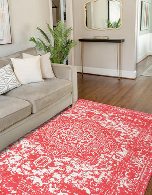 Pink 6' 1 x 9' Richmond Rectangle Area Rug Vintage Distressed Look Traditional Design Carpet for Unique Home Interior Design for Sale at Rug Engine
