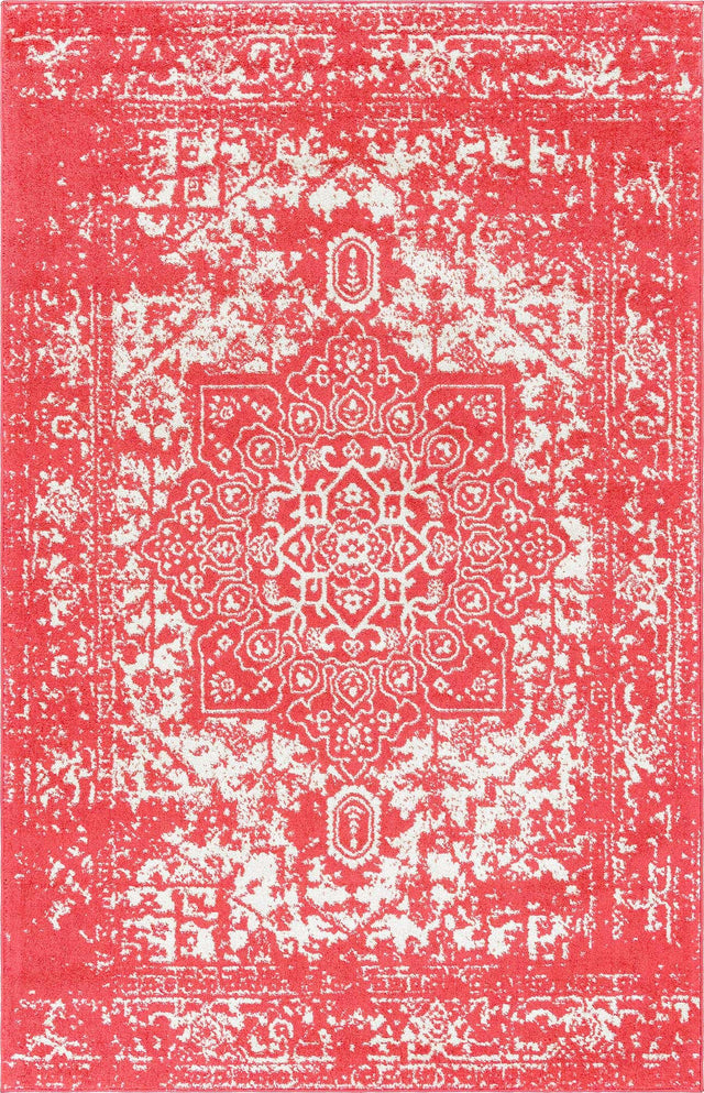 Pink 5' 3 x 8' Richmond Rectangle Area Rug Vintage Distressed Look Traditional Design Carpet for Unique Home Interior Design for Sale at Rug Engine