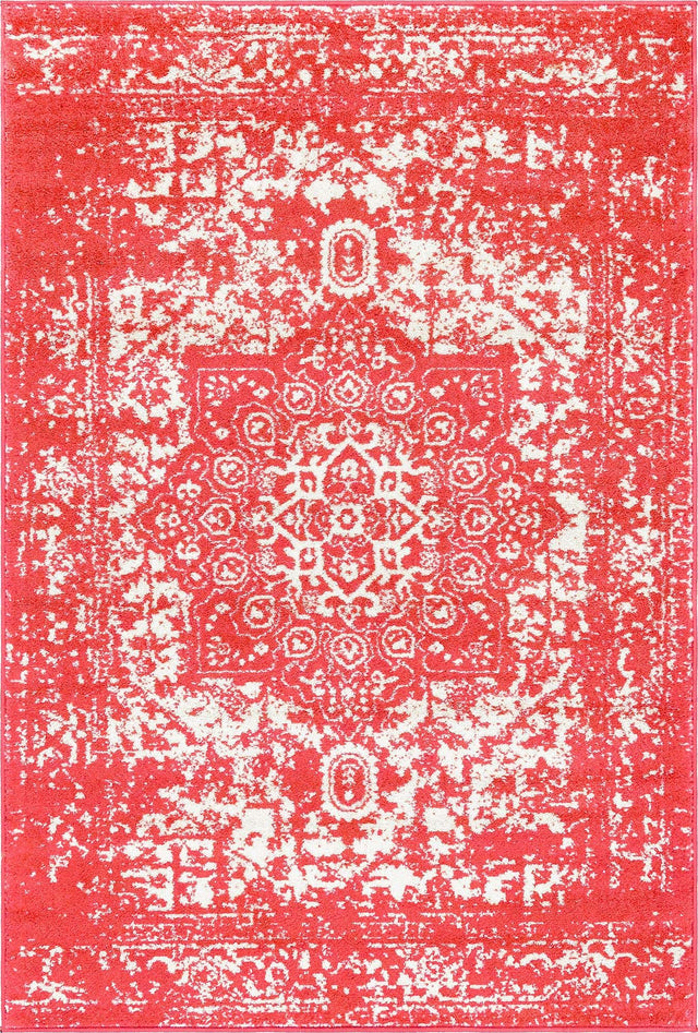 Pink 4' 1 x 6' 1 Richmond Rectangle Area Rug Vintage Distressed Look Traditional Design Carpet for Unique Home Interior Design for Sale at Rug Engine