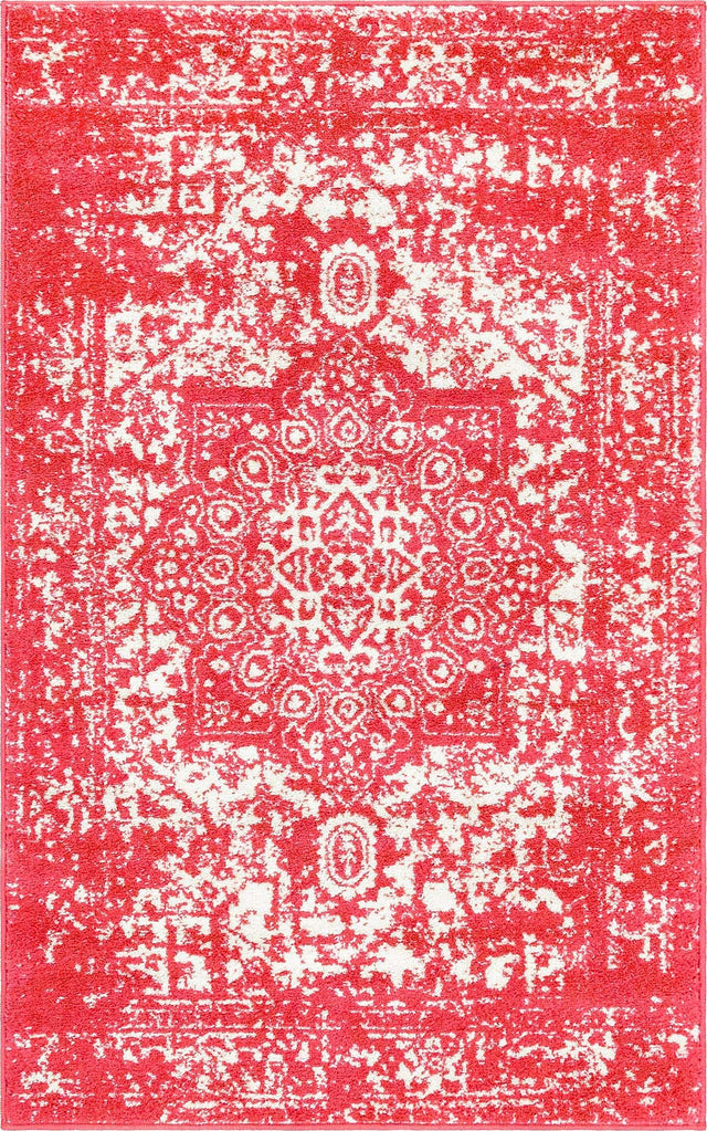 Pink 3' 1 x 5' 3 Richmond Rectangle Area Rug Vintage Distressed Look Traditional Design Carpet for Unique Home Interior Design for Sale at Rug Engine