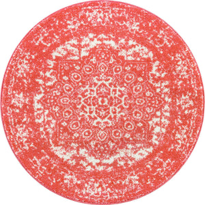 Pink 3' 1 x 3' 1 Richmond Round Area Rug Vintage Distressed Look Traditional Design Carpet for Unique Home Interior Design for Sale at Rug Engine