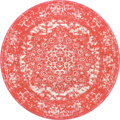 Pink 3' 1 x 3' 1 Richmond Round Area Rug Vintage Distressed Look Traditional Design Carpet for Unique Home Interior Design for Sale at Rug Engine