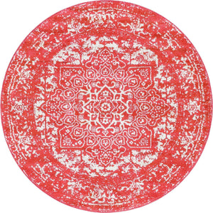 Pink 5' 3 x 5' 3 Richmond Round Area Rug Vintage Distressed Look Traditional Design Carpet for Unique Home Interior Design for Sale at Rug Engine
