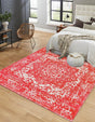 Pink 5' 3 x 5' 3 Richmond Square Area Rug Vintage Distressed Look Traditional Design Carpet for Unique Home Interior Design for Sale at Rug Engine
