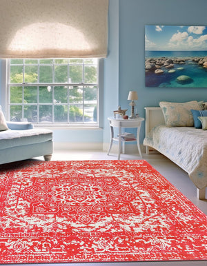 Pink 4' 1 x 4' 1 Richmond Square Area Rug Vintage Distressed Look Traditional Design Carpet for Unique Home Interior Design for Sale at Rug Engine