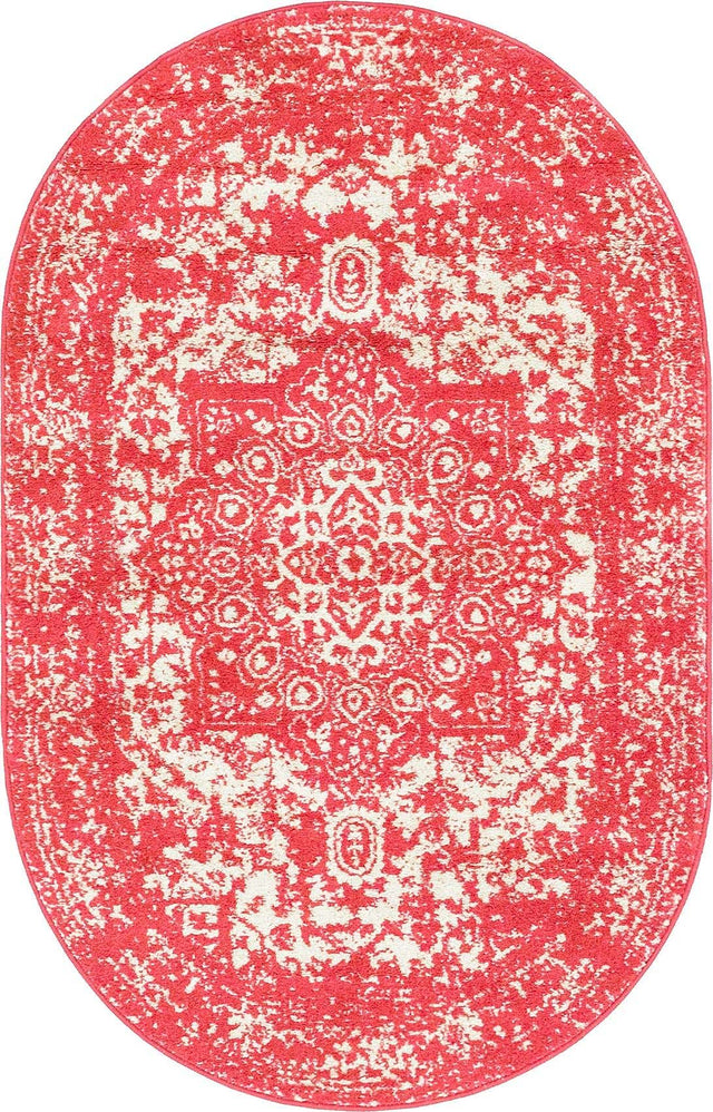 Pink 3' 1 x 5' 3 Richmond Oval Area Rug Vintage Distressed Look Traditional Design Carpet for Unique Home Interior Design for Sale at Rug Engine