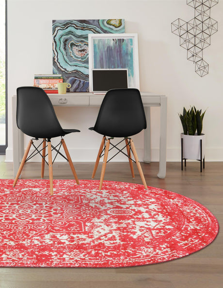 Pink 7' 10 x 10' Richmond Oval Area Rug Vintage Distressed Look Traditional Design Carpet for Unique Home Interior Design for Sale at Rug Engine