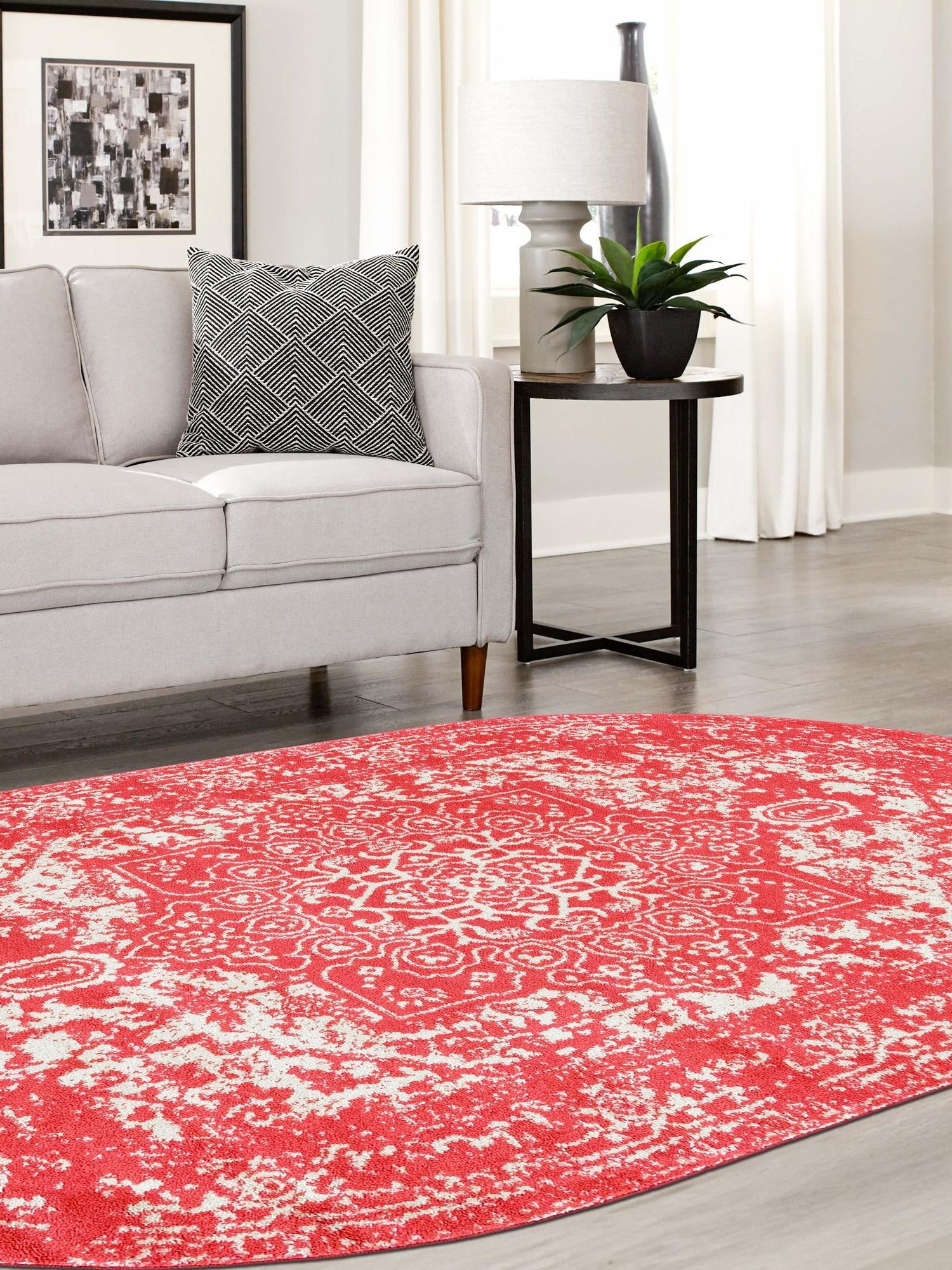 Pink 5' 3 x 8' Richmond Oval Area Rug Vintage Distressed Look Traditional Design Carpet for Unique Home Interior Design for Sale at Rug Engine