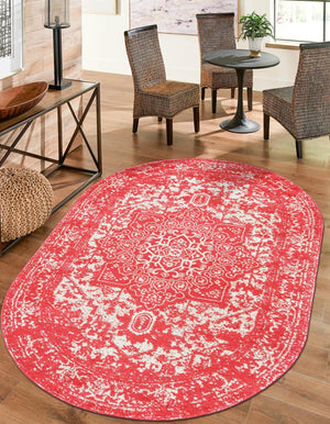 Pink 7' 10 x 10' Richmond Oval Area Rug Vintage Distressed Look Traditional Design Carpet for Unique Home Interior Design for Sale at Rug Engine
