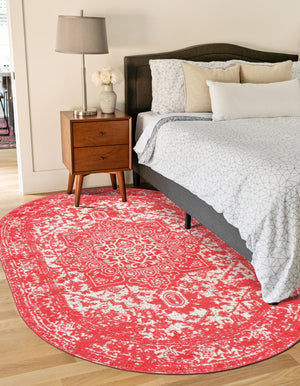 Pink 3' 1 x 5' 3 Richmond Oval Area Rug Vintage Distressed Look Traditional Design Carpet for Unique Home Interior Design for Sale at Rug Engine