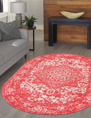 Pink 3' 1 x 5' 3 Richmond Oval Area Rug Vintage Distressed Look Traditional Design Carpet for Unique Home Interior Design for Sale at Rug Engine