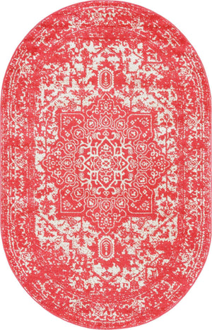Pink 5' 3 x 8' Richmond Oval Area Rug Vintage Distressed Look Traditional Design Carpet for Unique Home Interior Design for Sale at Rug Engine
