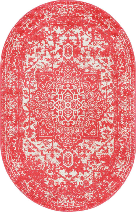 Pink 5' 3 x 8' Richmond Oval Area Rug Vintage Distressed Look Traditional Design Carpet for Unique Home Interior Design for Sale at Rug Engine