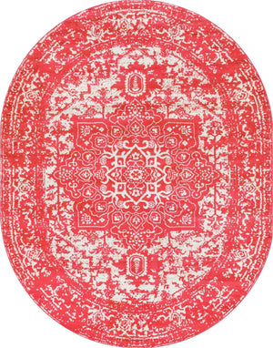 Pink 7' 10 x 10' Richmond Oval Area Rug Vintage Distressed Look Traditional Design Carpet for Unique Home Interior Design for Sale at Rug Engine