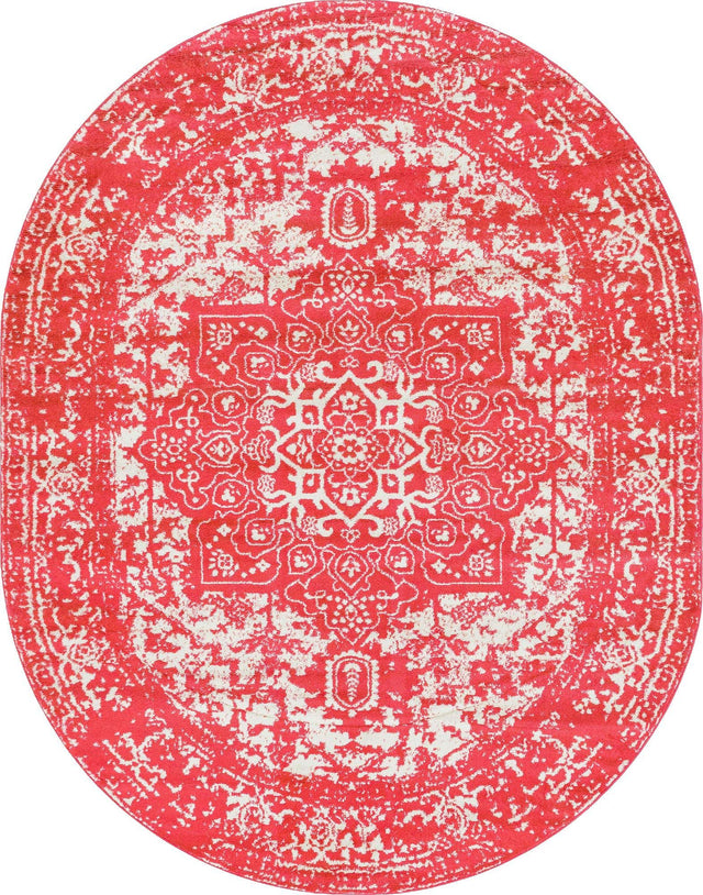 Pink 7' 10 x 10' Richmond Oval Area Rug Vintage Distressed Look Traditional Design Carpet for Unique Home Interior Design for Sale at Rug Engine