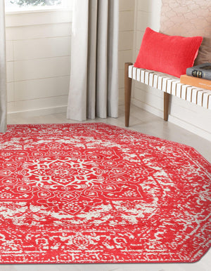 Pink 5' 3 x 5' 3 Richmond Octagon Area Rug Vintage Distressed Look Traditional Design Carpet for Unique Home Interior Design for Sale at Rug Engine